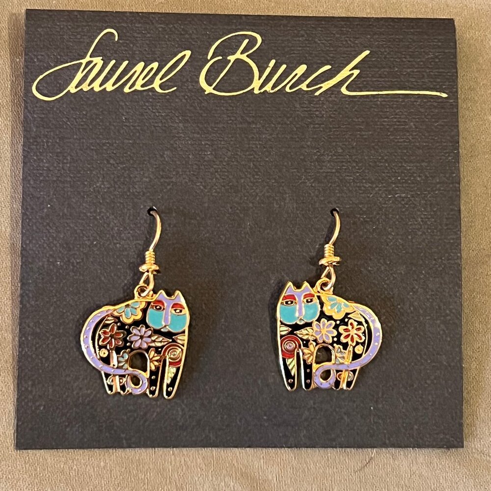 Vintage Laurel Burch "Blossom Cat" Earrings